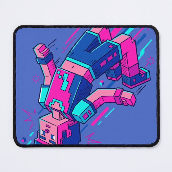 Item preview, Neon Blocky Character Flying Punch Design designed and sold by Ranpict.