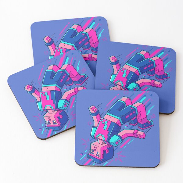 Item preview, Neon Blocky Character Flying Punch Design designed and sold by Ranpict.