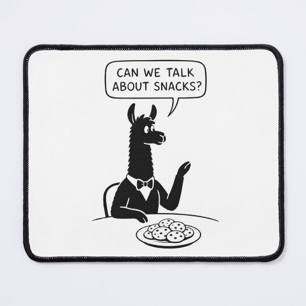 Item preview, Can We Talk About Snacks – Funny Llama in Bow Tie – Relatable Foodie Humor Art Tee designed and sold by bobscraze.