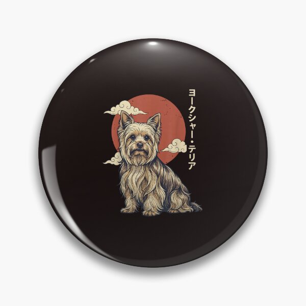 Item preview, Yorkshire Terrier Japanese Aesthetic Red Sun Dog Art designed and sold by mari-kayden.