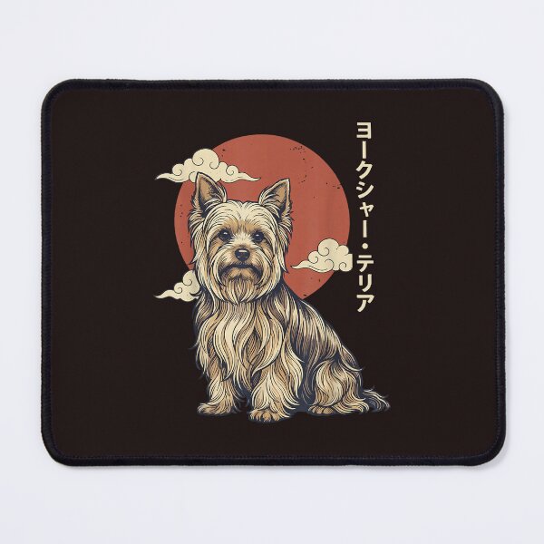 Item preview, Yorkshire Terrier Japanese Aesthetic Red Sun Dog Art designed and sold by mari-kayden.
