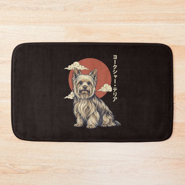 Item preview, Yorkshire Terrier Japanese Aesthetic Red Sun Dog Art designed and sold by mari-kayden.