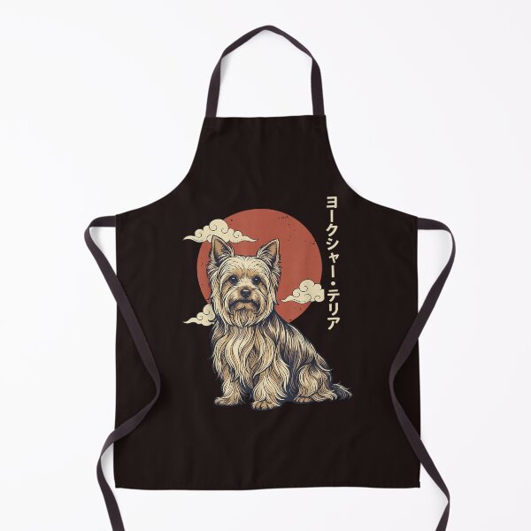 Item preview, Yorkshire Terrier Japanese Aesthetic Red Sun Dog Art designed and sold by mari-kayden.
