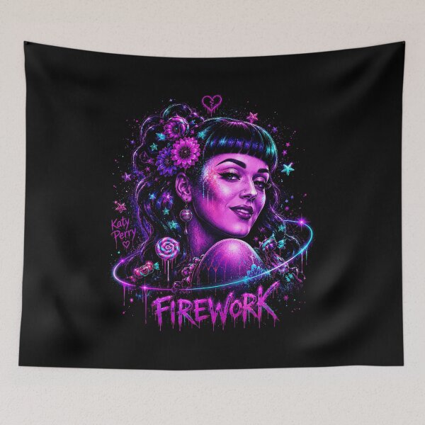 Item preview, Katy Perry Firework Floral Neon Portrait designed and sold by JMS-Artvintage.