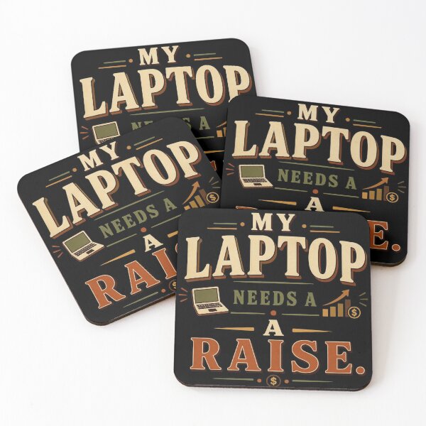 Item preview, My Laptop Needs a Raise. | Funny Office & Work Humor Retro Typography designed and sold by Irene Catchmind.