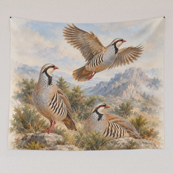 Item preview, Chukar Partridge  Art , Three Birds in the Mountain Landscape designed and sold by TammyHunterArt.