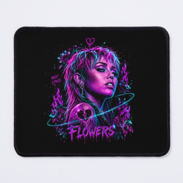 Item preview, Miley Cyrus Flowers Neon Portrait designed and sold by JMS-Artvintage.