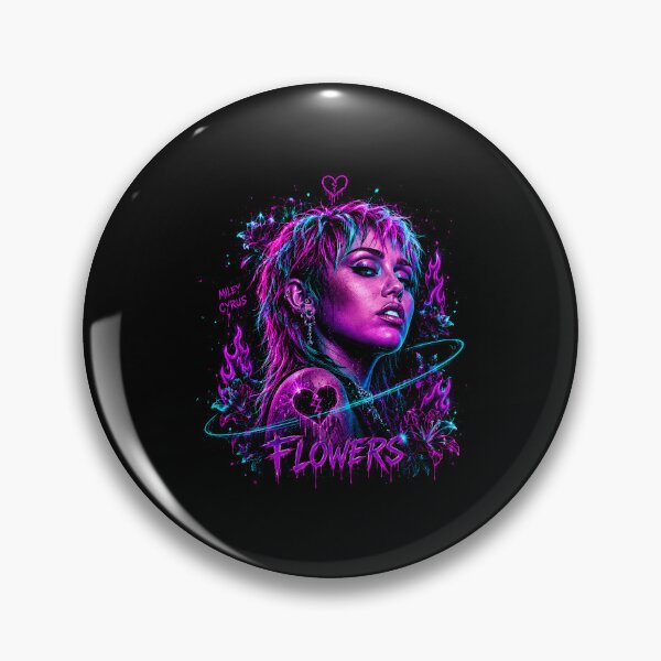 Item preview, Miley Cyrus Flowers Neon Portrait designed and sold by JMS-Artvintage.