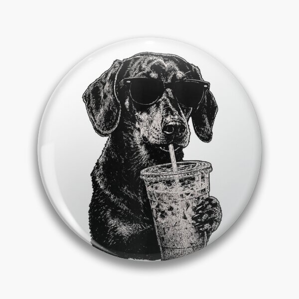 Item preview, Funny Dachshund Drinking Iced Coffee Cool Sunglasses Dog designed and sold by mari-kayden.