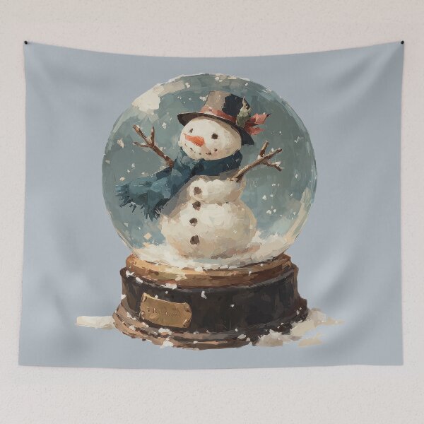 Item preview, Winter Snowman in Vintage Snow Globe designed and sold by colorful-white.