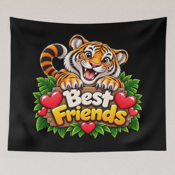 Item preview, Best Friends Tiger – Cute Kawaii Tiger & Wildlife Friendship designed and sold by aventi24.