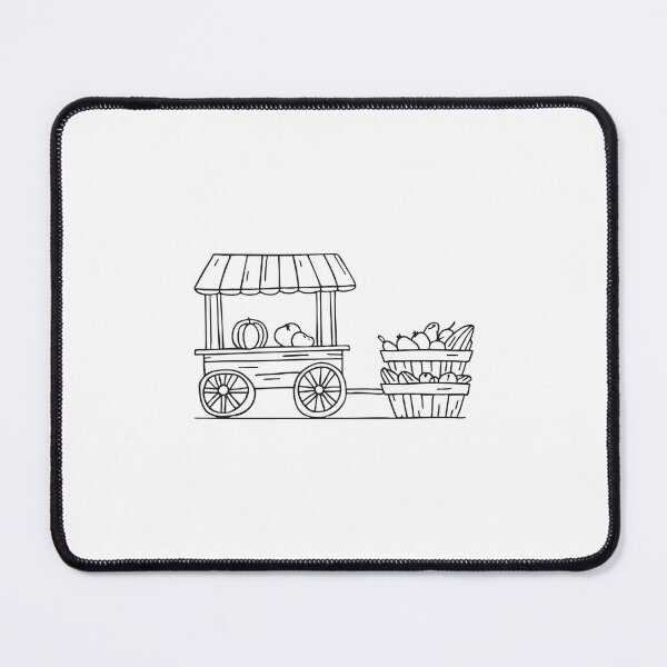 Item preview, An illustration of wagon beside a market stall with baskets of vegetables designed and sold by rasagamastore.