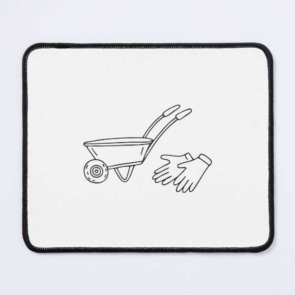Item preview, An illustration of wagon beside a wheelbarrow with gardening gloves designed and sold by rasagamastore.