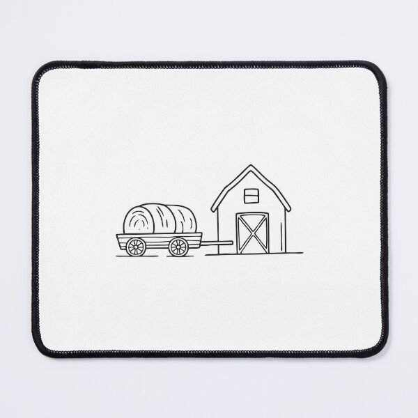Item preview, An illustration of wagon near a barn with a bundle of hay designed and sold by rasagamastore.
