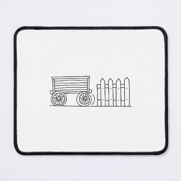 Item preview, An illustration of wagon next to a fence with a wooden crate designed and sold by rasagamastore.
