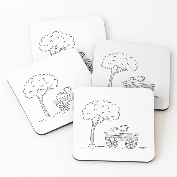 Item preview, An illustration of wagon under a tree with a watering can designed and sold by rasagamastore.