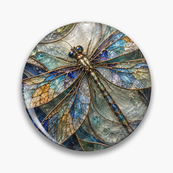 Item preview, Stained Glass Dragonfly in Jewel Tones – Art Nouveau Nature Art Print designed and sold by Kaleidoscope Print.