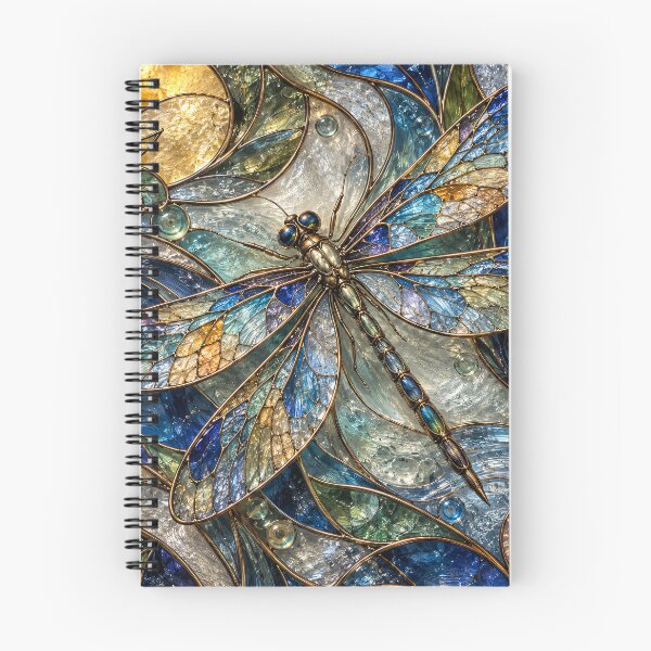 Item preview, Stained Glass Dragonfly in Jewel Tones – Art Nouveau Nature Art Print designed and sold by Kaleidoscope Print.