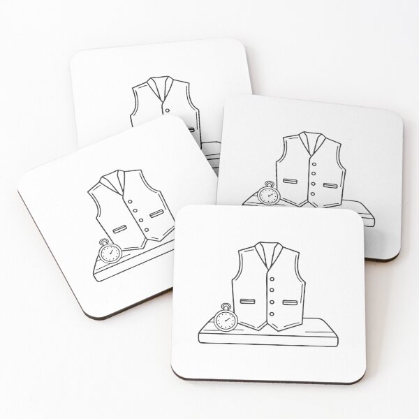 Item preview, An illustration of waistcoat on a table with a pocket watch designed and sold by rasagamastore.
