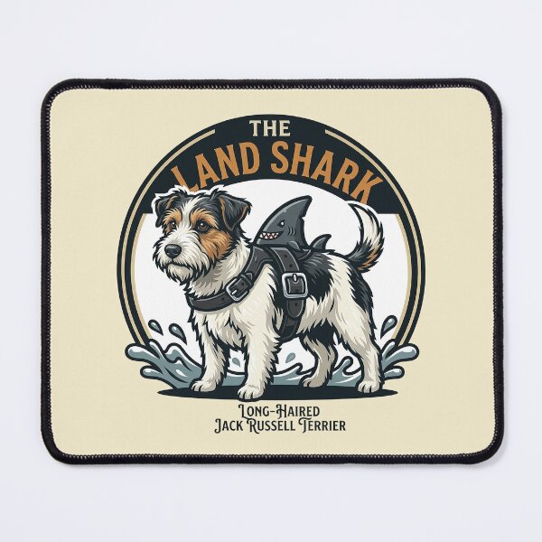 Item preview, Long-Haired Jack Russell Land Shark - Funny Terrier Art designed and sold by Vin Zzep.