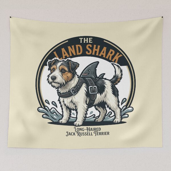 Item preview, Long-Haired Jack Russell Land Shark - Funny Terrier Art designed and sold by Vin  Zzep.