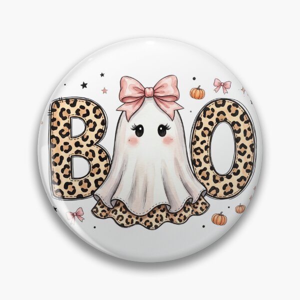 Item preview, Boo Fall Vintage - Pink Bow Leopard Print Ghost designed and sold by Steele-Art.