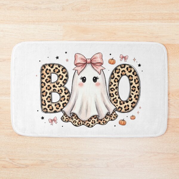 Item preview, Boo Fall Vintage - Pink Bow Leopard Print Ghost designed and sold by Steele-Art.