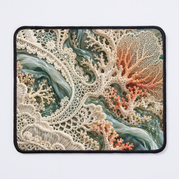 Item preview, Lace Coral Reef in Seafoam Green – Coastal Textile Ocean Art Print designed and sold by Kaleidoscope Print.