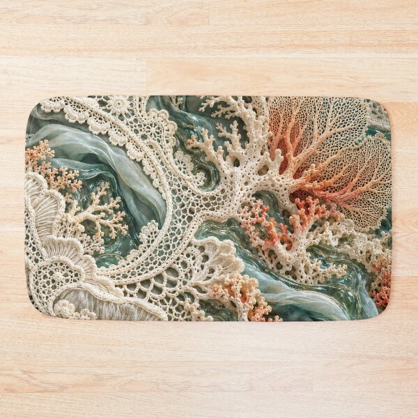 Item preview, Lace Coral Reef in Seafoam Green – Coastal Textile Ocean Art Print designed and sold by Kaleidoscope Print.