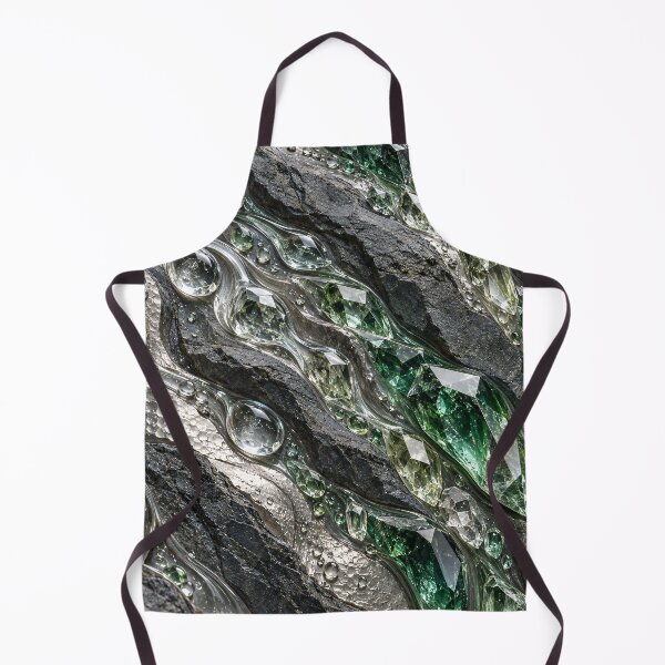 Item preview, Emerald Crystals in Liquid Silver and Black Stone – Luxury Geode Abstract Art Print designed and sold by Kaleidoscope Print.