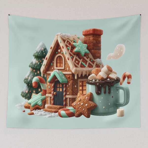 Item preview, Festive Gingerbread House with Hot Cocoa designed and sold by colorful-white.