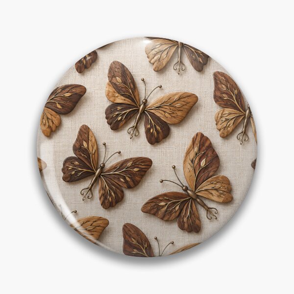 Item preview, Wooden Butterflies with Golden Botanical Inlays – Elegant Nature Pattern designed and sold by Kaleidoscope Print.