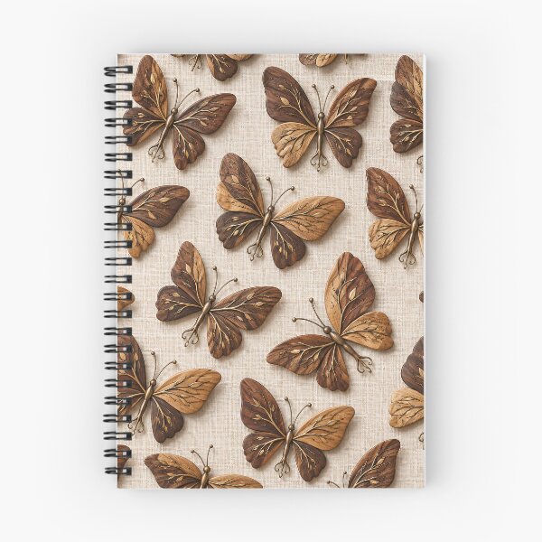 Item preview, Wooden Butterflies with Golden Botanical Inlays – Elegant Nature Pattern designed and sold by Kaleidoscope Print.
