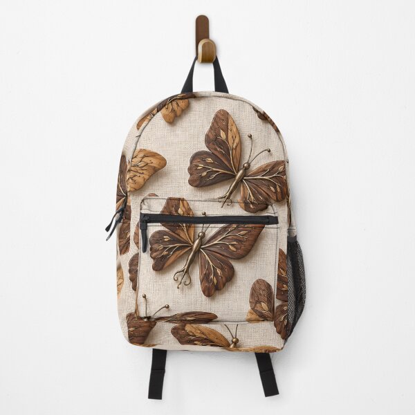 Item preview, Wooden Butterflies with Golden Botanical Inlays – Elegant Nature Pattern designed and sold by Kaleidoscope Print.
