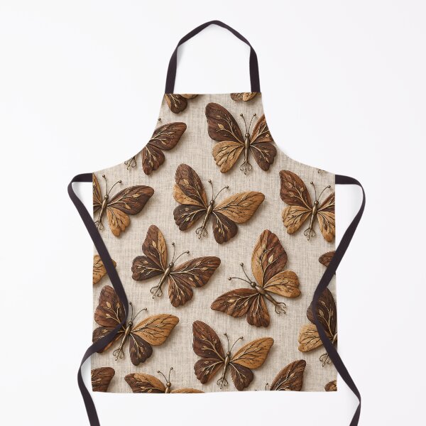 Item preview, Wooden Butterflies with Golden Botanical Inlays – Elegant Nature Pattern designed and sold by Kaleidoscope Print.