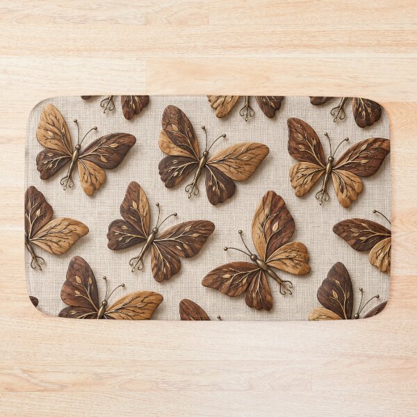 Item preview, Wooden Butterflies with Golden Botanical Inlays – Elegant Nature Pattern designed and sold by Kaleidoscope Print.