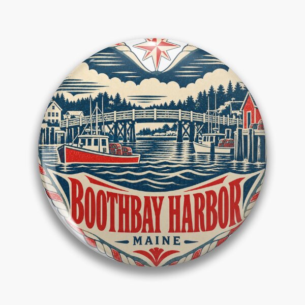 Item preview, Boothbay Harbor USA Travel Souvenir Nautical Woodcut Heart designed and sold by VisualArtsOasis.