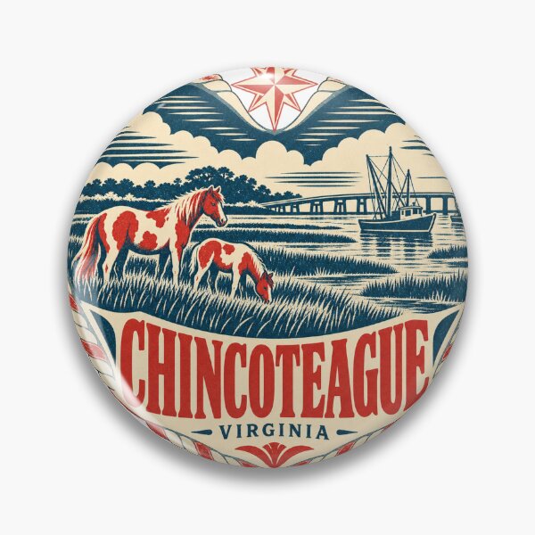 Item preview, Chincoteague USA Travel Souvenir Nautical Woodcut Heart designed and sold by VisualArtsOasis.