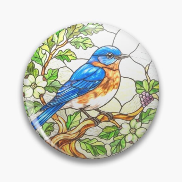 Item preview, Stained glass window bluebird designed and sold by Stevercortinas.
