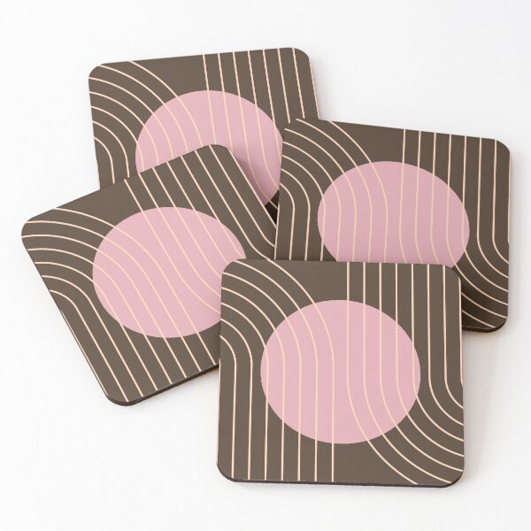 Item preview, Mid Century Modern Abstract Geometric Blush Pink and Chocolate Brown designed and sold by nineFlorals.