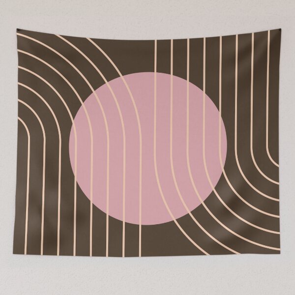 Item preview, Mid Century Modern Abstract Geometric Blush Pink and Chocolate Brown designed and sold by nineFlorals.