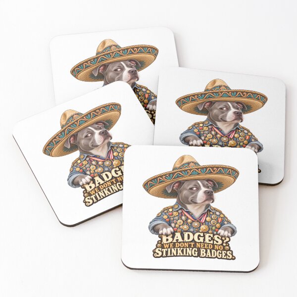 Item preview, We Don’t Need No Stinking Badges – Pit Bull Terrier in a Sombrero designed and sold by Russell Thorne.