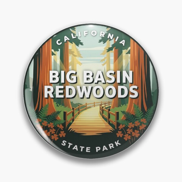 Item preview, Big Basin Redwoods Boardwalk Trail Round Sticker California State Park designed and sold by DetourDgn.