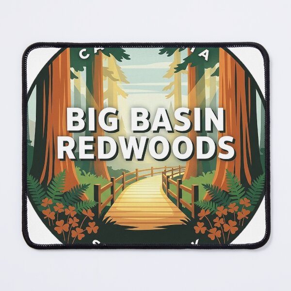 Item preview, Big Basin Redwoods Boardwalk Trail Round Sticker California State Park designed and sold by DetourDgn.