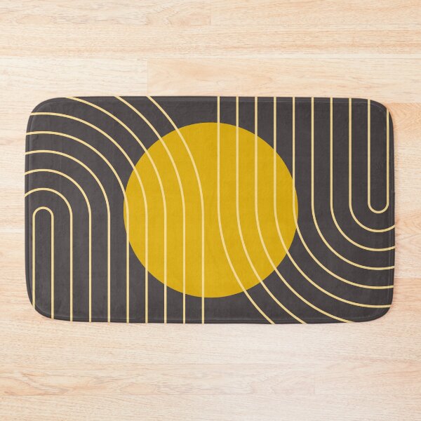 Item preview, Mid Century Modern Abstract Geometric Bauhaus Warm Charcoal and Mustard designed and sold by nineFlorals.