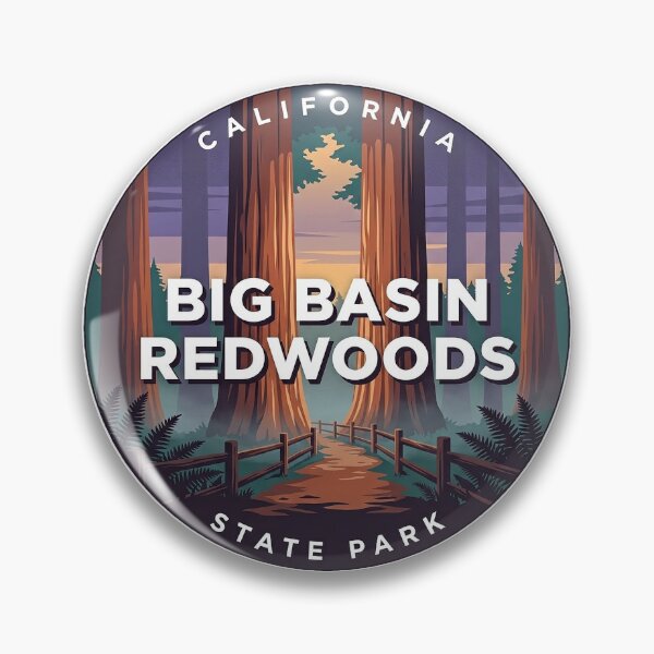 Item preview, Big Basin Redwoods Dusk Trail Round Sticker California State Park designed and sold by DetourDgn.