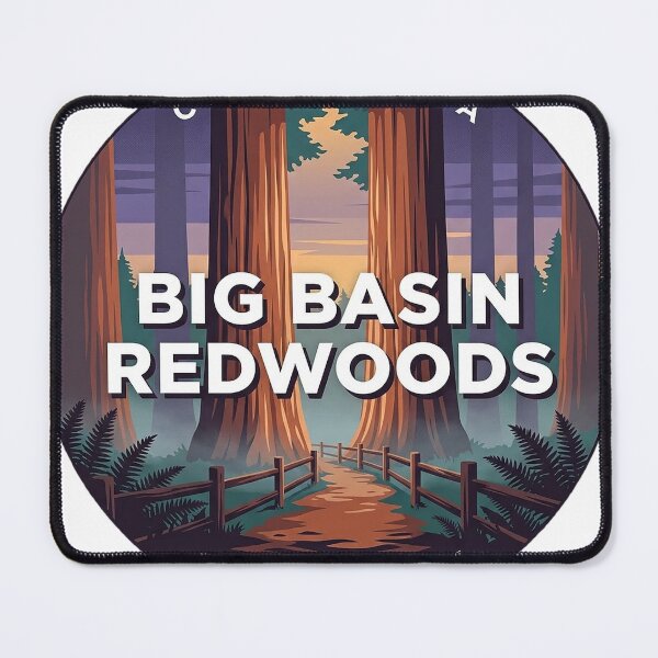 Item preview, Big Basin Redwoods Dusk Trail Round Sticker California State Park designed and sold by DetourDgn.