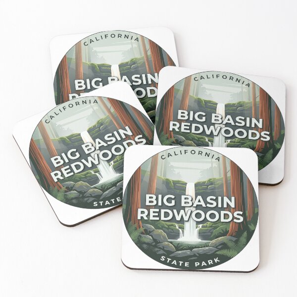 Item preview, Berry Creek Falls Big Basin Redwoods Round Sticker California State Park designed and sold by DetourDgn.