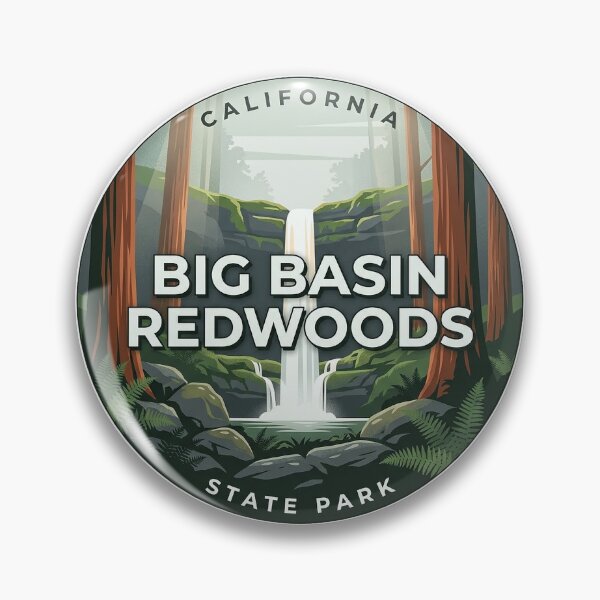 Item preview, Berry Creek Falls Big Basin Redwoods Round Sticker California State Park designed and sold by DetourDgn.