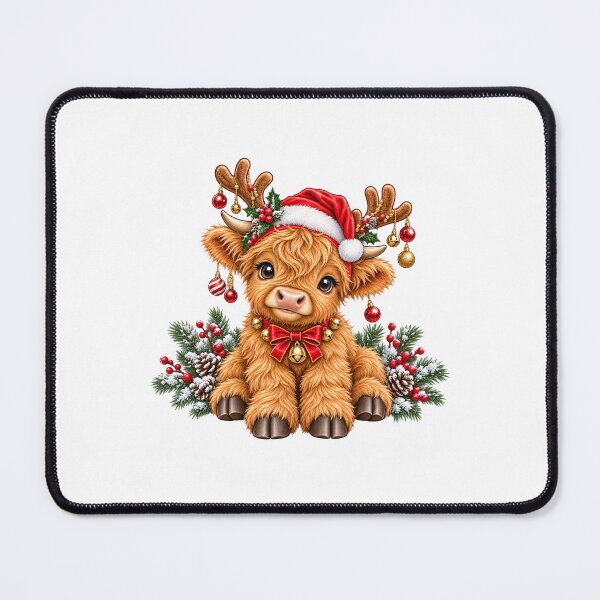 Item preview, Christmas Highland Calf with Reindeer Antlers designed and sold by skyartdesign.